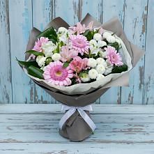 Букет цветов из:  Герберы, Альстромерии и Хризантемы #REPLACE_PRED# Первое Мая