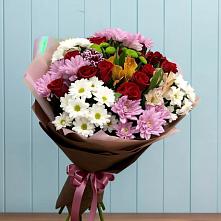 Букет цветов из:  Розы, Хризантемы и Альстромерии #REPLACE_PRED# Первое Мая